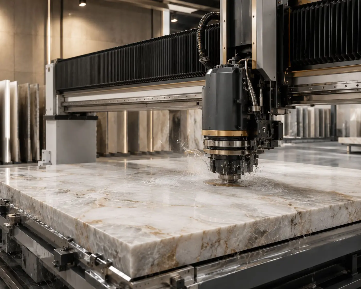 Stone being cut to approved project measurements