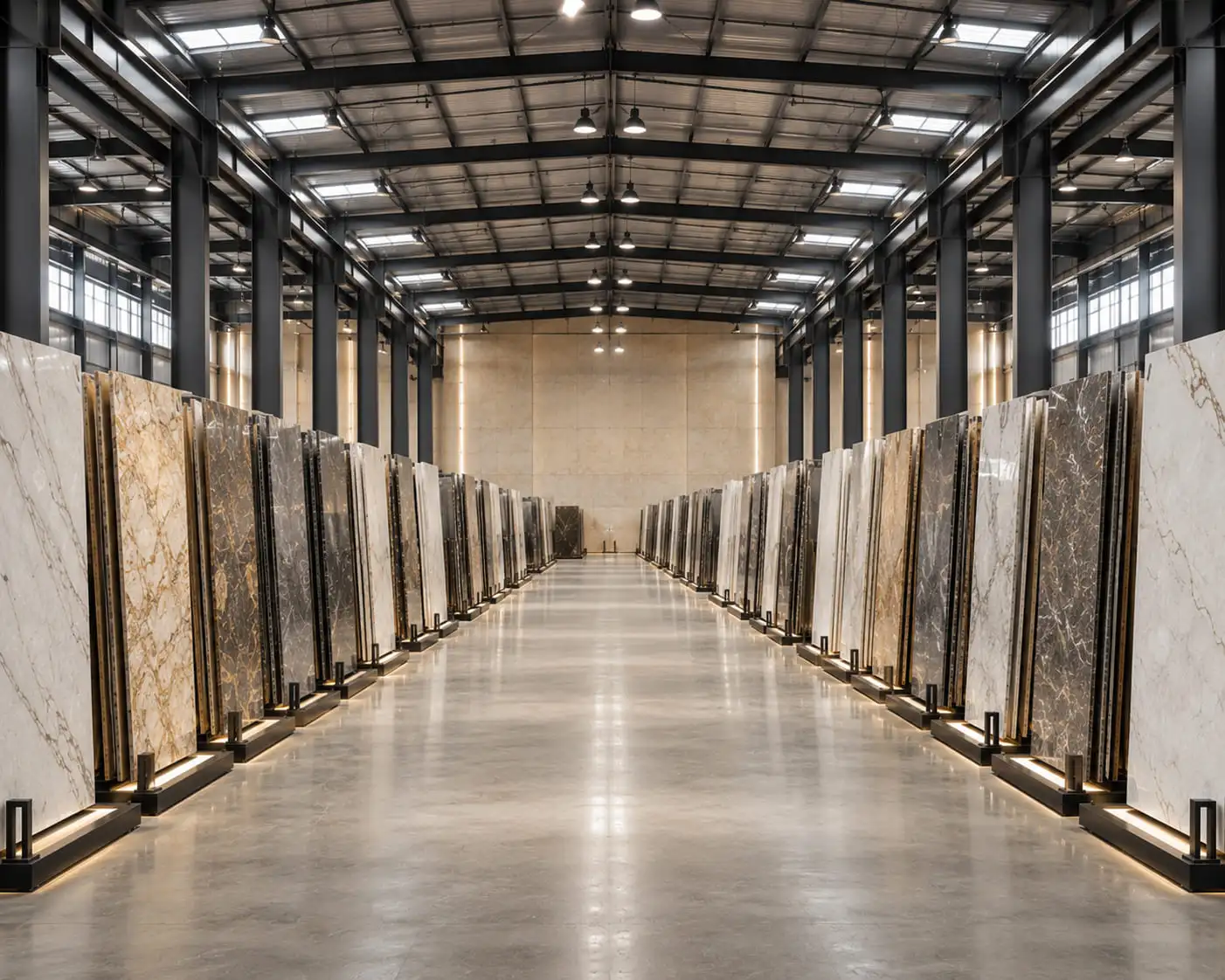 Stone slabs organised for project coordination