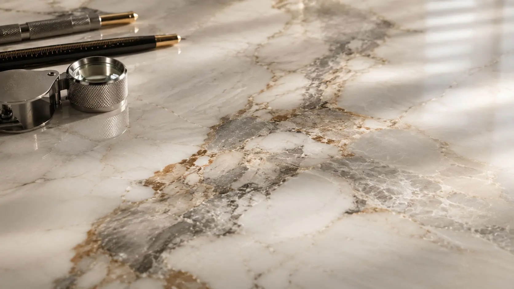 Close-up of a precisely finished natural stone edge